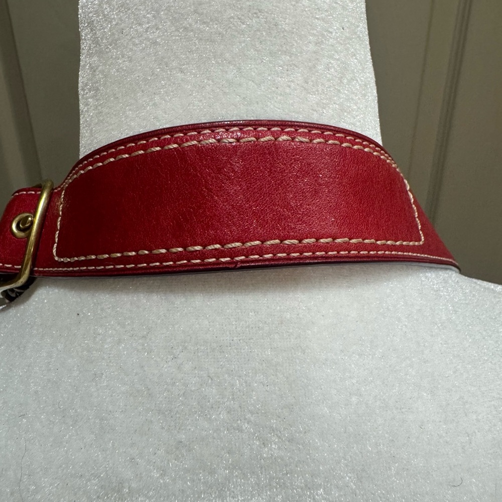 Vintage COACH Hampton Signature Monogram Shoulder Bag With Red Leather Handbag - Picture 12 of 16